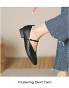 Woman Spring Casual Square Toe Low Soft Soled Shoes Lolita Ballerina Red Flats Female Elegant French Retro Buckle Mary Janes -