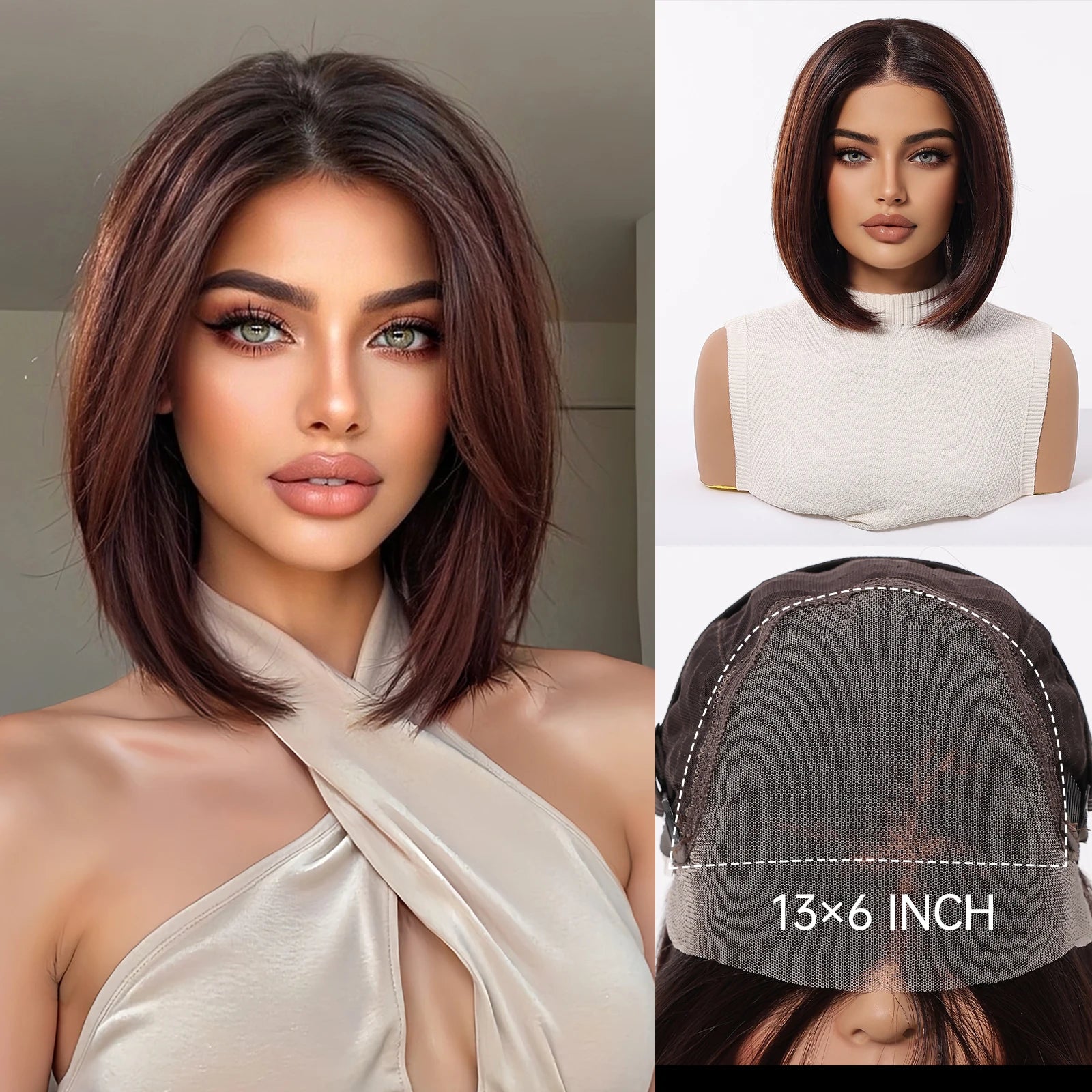 Achieve a stunning look with this 13x6 HD lace front wig in a beautiful blonde and mixed brown color. This high-quality wig provides a natural and flawless appearance, perfect for enhancing your style. -