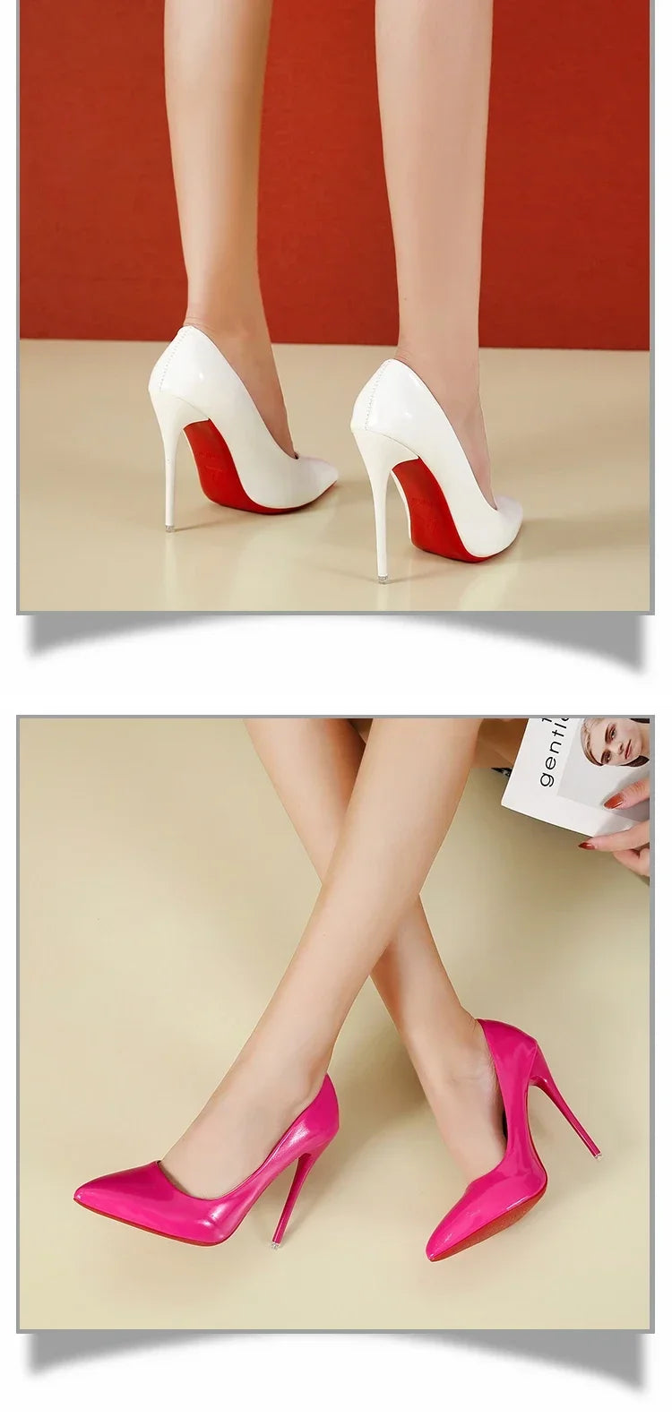 Women Shoes Red High Heels Sexy Pointed Toe 12cm Pumps Wedding Dress Shoes Nude Black Color Red Rubber Bottom High Heels -