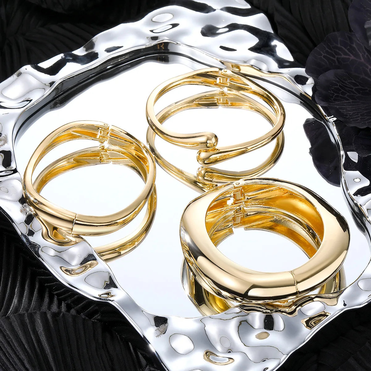 3 Styles Metal Cuff Bangles -