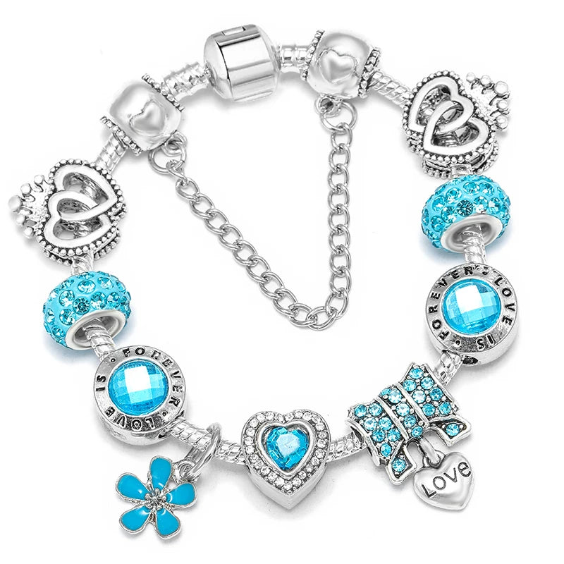 Pink Heart To Heart Beads Charm Bracelets -