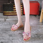 Ladies' Bohemian Style Bow Flower Linen Slippers Sandals Beach Shoes Home Shoes Beach Slippers Indoor Non Slip Shoes 2024 -