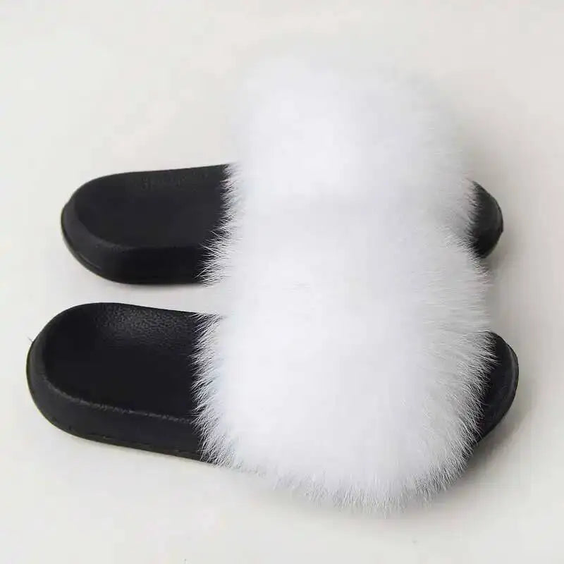 Real Fox Fur Slippers -