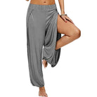 Women Fashion Yoga Pants High Waisted Slit Wide Leg Haren Pants Gym Leggings Casual Solid Hollow Workout Trousers Gym Home Wear -