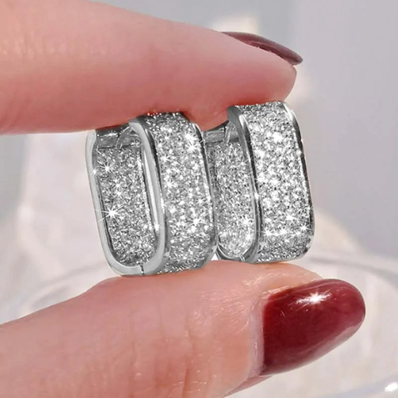 Stainless Steel Gold Silver Color Square Hoop Earrings -