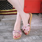 Ladies' Bohemian Style Bow Flower Linen Slippers Sandals Beach Shoes Home Shoes Beach Slippers Indoor Non Slip Shoes 2024 -