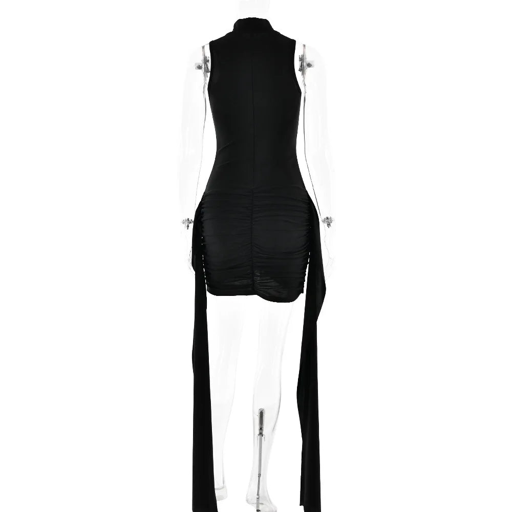 Turtleneck Sleeveless Sexy Mini Dress For Women -