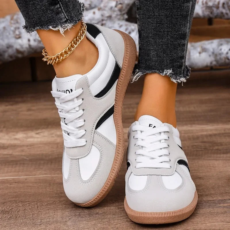 2025 Spring New Lace Up Women's Sports Shoes Plus Size Woman Sneakers Mixed Colors Female Fashion Versatile Flat Casual Sneaker -
