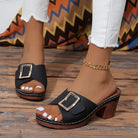 Soft Platform Chunky Heels Buckle Designer Shoes -