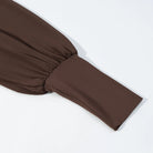 Brown Dress for Women Backless Slim Fit Long Sleeve -