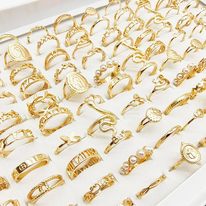 30pc/Lot Gold Color Finger Rings for Woman -