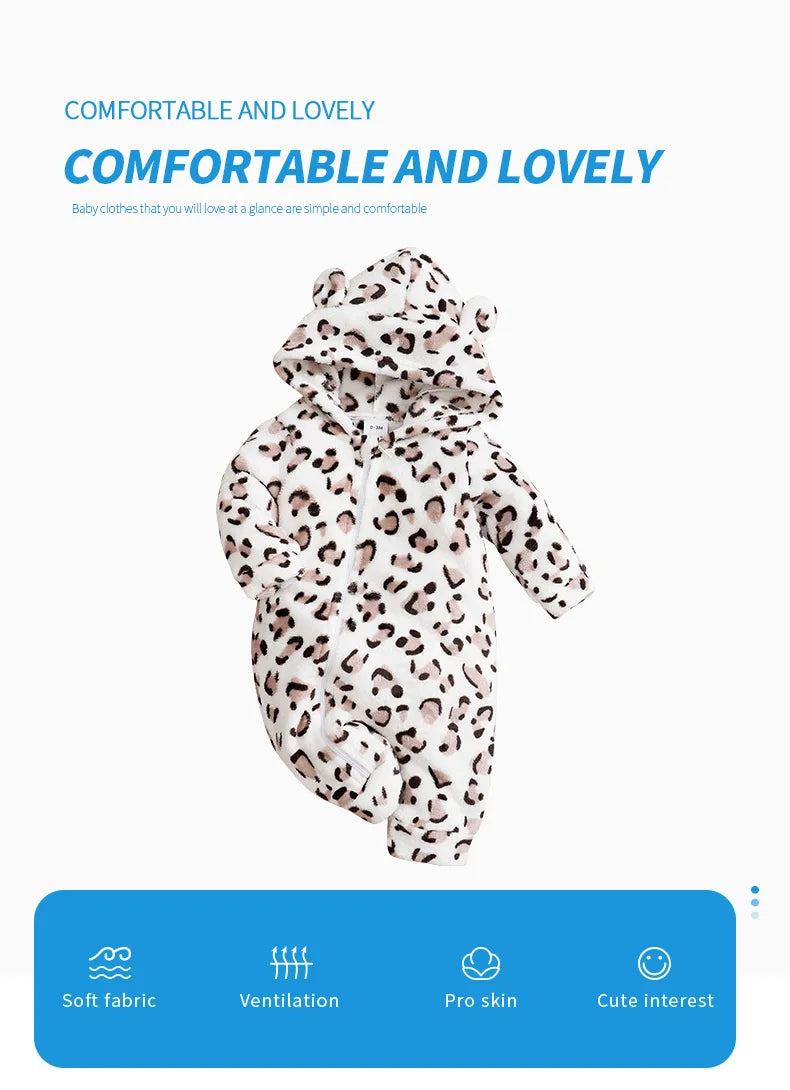 Keep your little ones stylish and cozy this spring with these leopard print flannel clothes—adorable cartoon designs great for baby boys and girls aged 0-18 months! -