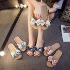 Ladies' Bohemian Style Bow Flower Linen Slippers Sandals Beach Shoes Home Shoes Beach Slippers Indoor Non Slip Shoes 2024 -