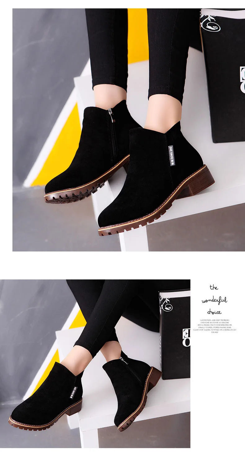 Stay stylish and cozy with these fashionable thick sole ankle boots. -