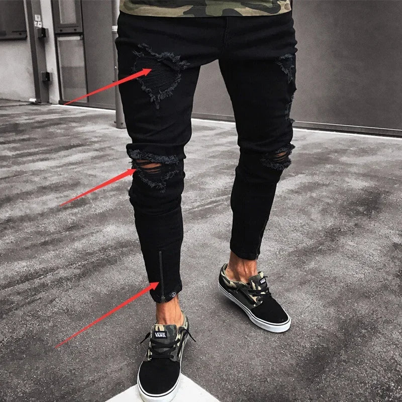 Mens Jeans Ripped & Stretch -