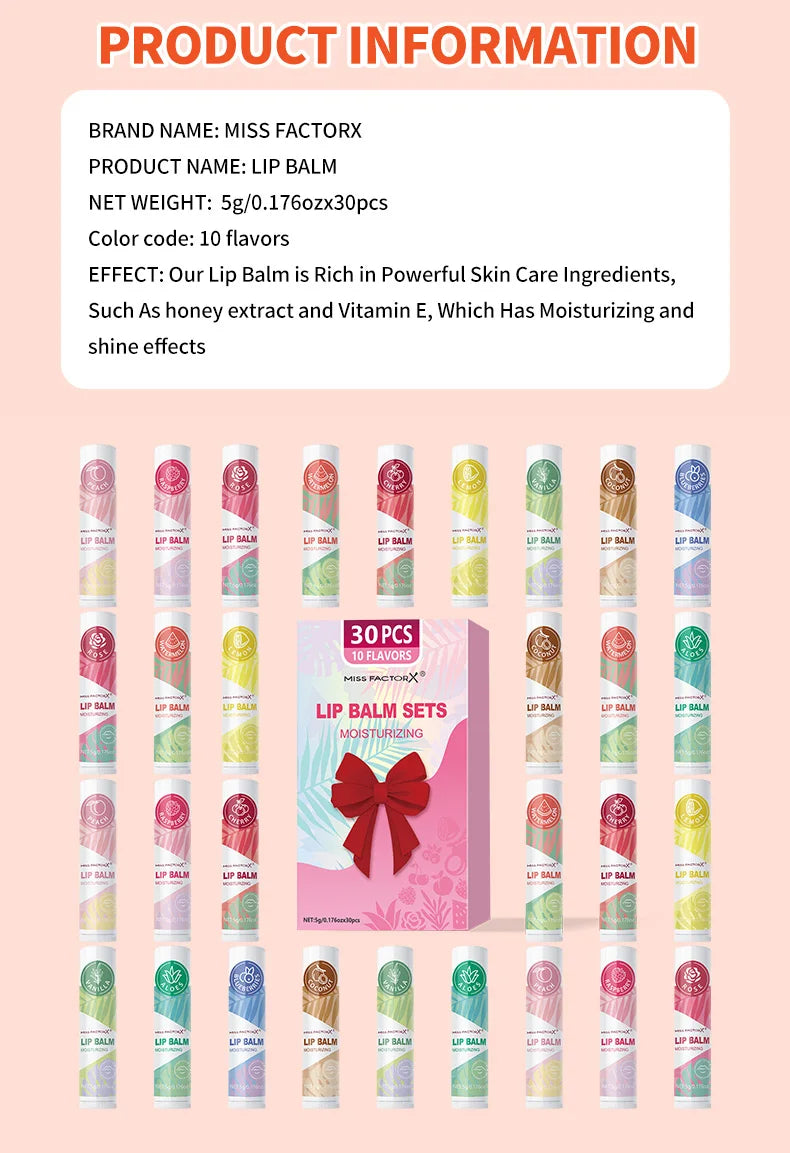30pcs/box lipstick set, lip moisturizing, moisturizing, smooth, delicate, soft, shiny lips exclusive for women, the best choice -