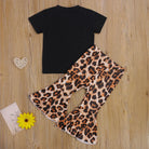 Baby Girls Leopard Clothes Outfits Cotton Short Sleeve T-shirts Tops Flare Pants 2pcs Summer Infant Kids Clothing Suits -