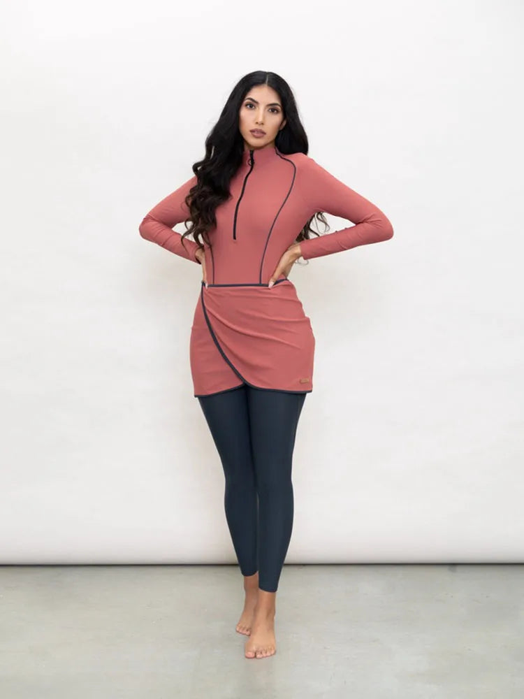 Enjoy the water with confidence and comfort in this Muslim modest swimwear hijab swimsuit—designed for full coverage and stylish modesty! -
