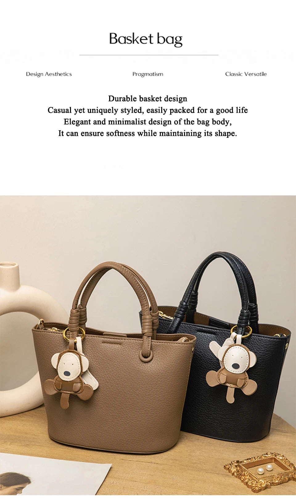 Upgrade your accessories with this new bucket bag for women. Featuring a fashionable and versatile design, this handheld bag is perfect for adding a chic and trendy touch to your look. -