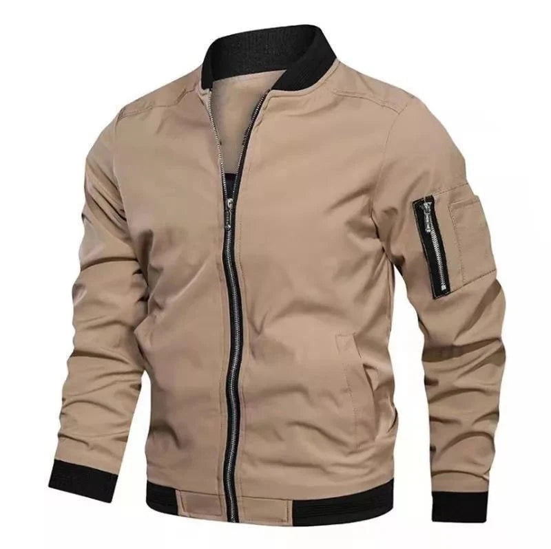 Stay stylish and comfortable with this men's casual lightweight bomber jacket. -