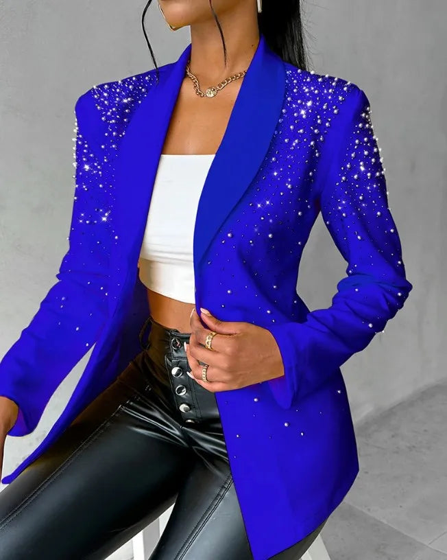Stay trendy with these fashion blazers for women—streetwear-inspired slim long sleeve jackets with a turndown collar, perfect for casual autumn and spring wear! -
