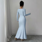 Elegant Long Sleeve Fish Tail Dress -