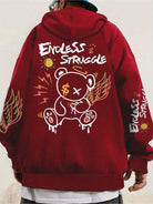 Street Men's and Women's Sweatshirts Endless Struggle Graffiti Bear Print Hoodies Loose Sweatshirt Set Sportswear Casual -