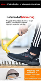 Braided safety shoes for men with steel toe protection, bump-proof, breathable, comfortable, lightweight, durable and safe. -