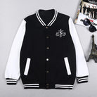 Make a statement with this preppy-style baseball jacket featuring a Jesus Saved My Life letter graphic. This unique design adds a touch of faith-inspired fashion to your look. -