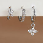 3PCS Trendy Stainless Steel Flower Drop Earring Set -