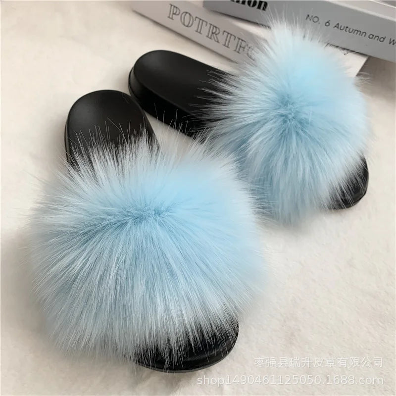 Faux Fur Slippers Women -