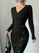 Sexy Deep V-Neck Knit Dress for Women -