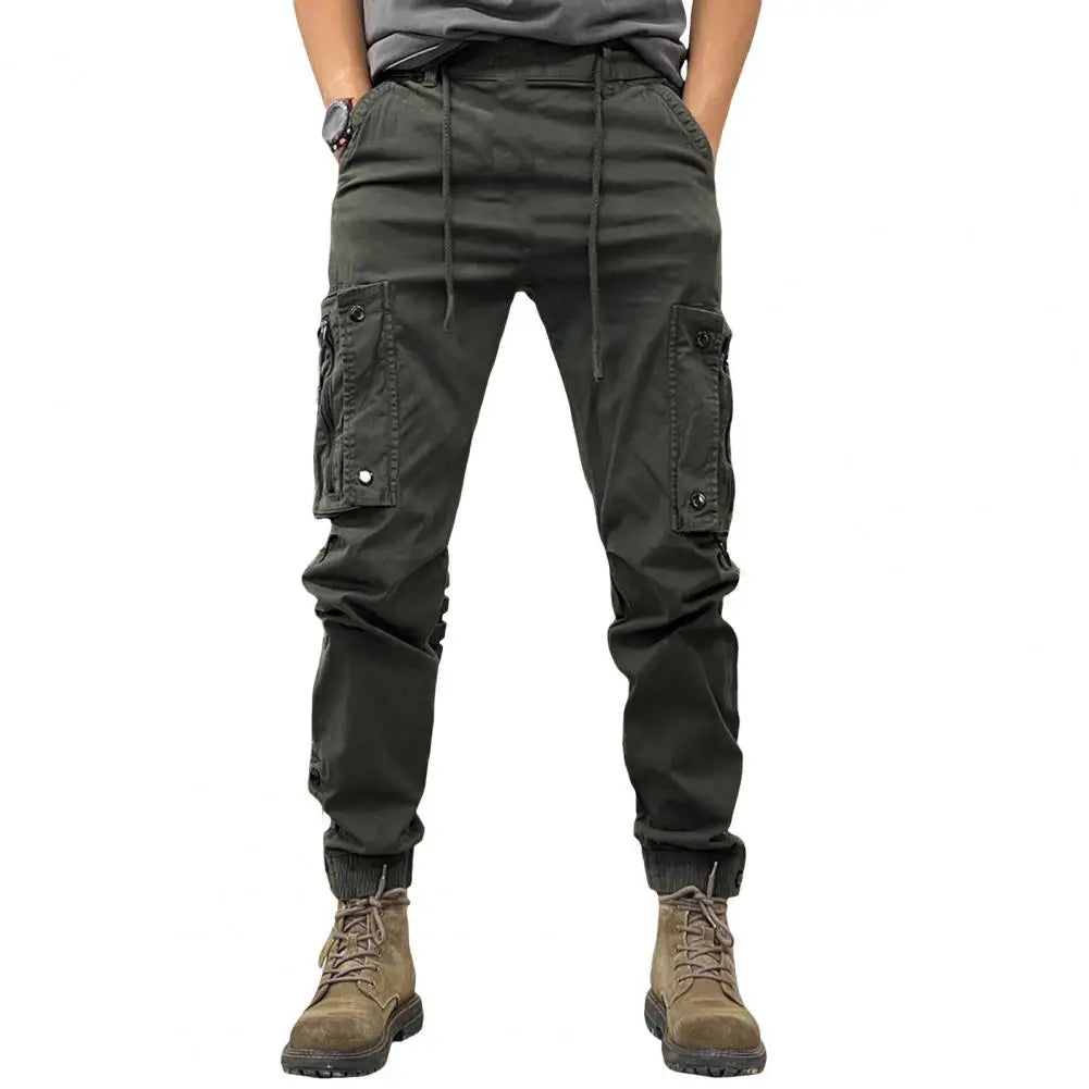 Cargo Pants for Men - Multi-Pocket Elastic Waist Casual Trousers -