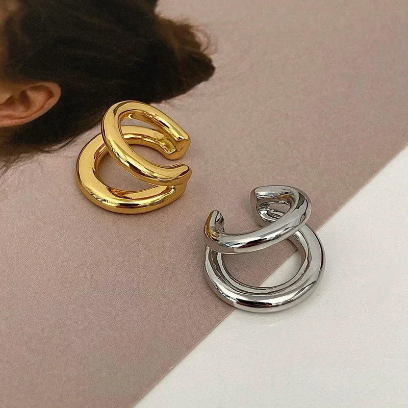 Sterling Silver Double Layered Earrings -