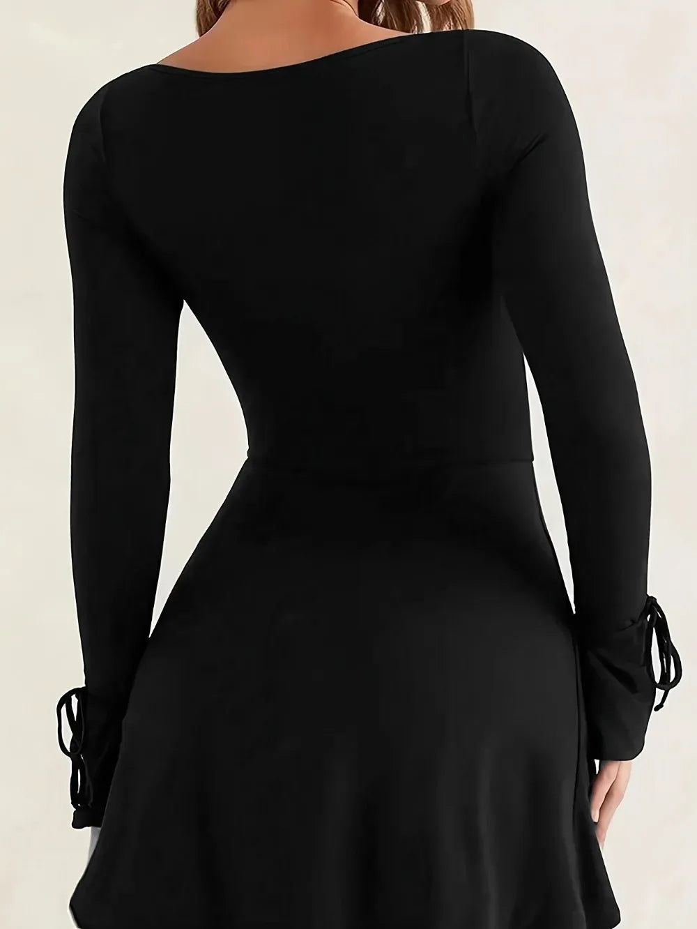 Womens Sexy Mini Dresses Long Sleeves with Lace-up Split -