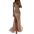 Dazzle in style with this sequin pleated maxi dress featuring short sleeves and a waist-tight silhouette—perfect for showcasing sophistication and glamour! -