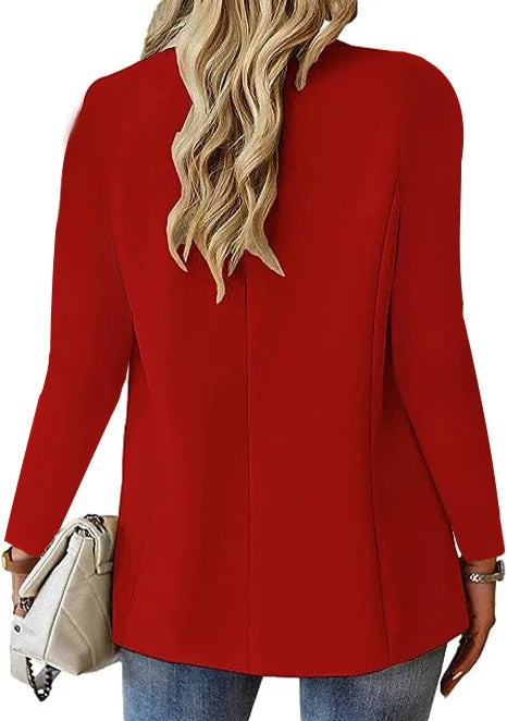 Women's Long Sleeve Blazers, Simple Button Pocket, White, Office, Commuter, Monochromatic, New -