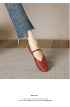Woman Spring Casual Square Toe Low Soft Soled Shoes Lolita Ballerina Red Flats Female Elegant French Retro Buckle Mary Janes -