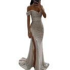 Dazzle in style with this sequin pleated maxi dress featuring short sleeves and a waist-tight silhouette—perfect for showcasing sophistication and glamour! -