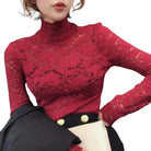 Achieve an elegant and feminine look with this long sleeve lace crochet top. The see-through design adds a touch of allure and sophistication to your outfit. -