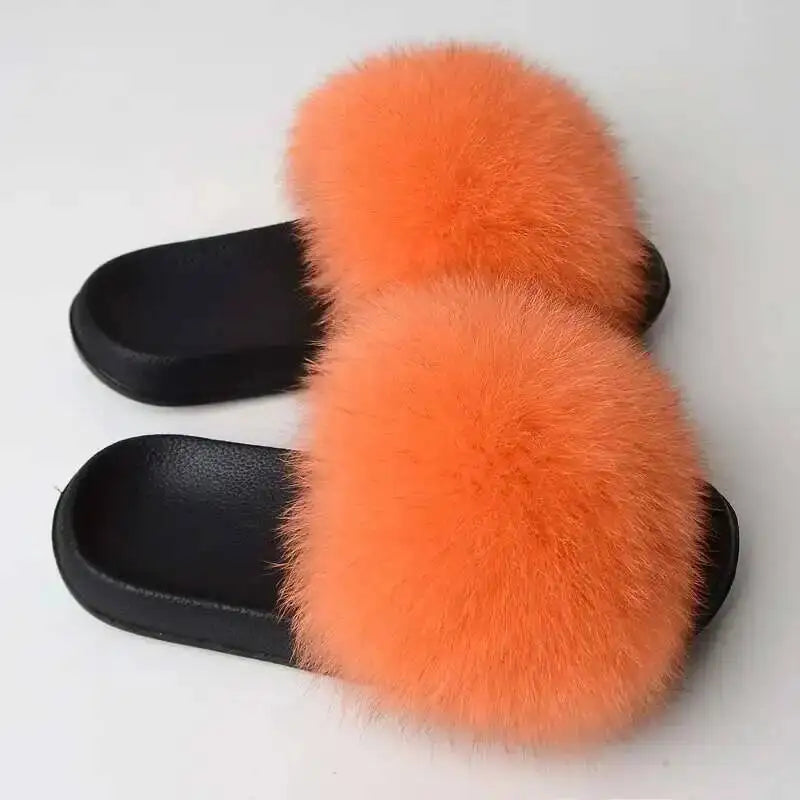 Real Fox Fur Slippers -