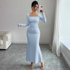 Elegant Long Sleeve Fish Tail Dress -