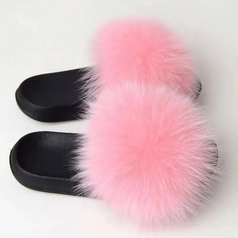 Real Fox Fur Slippers -