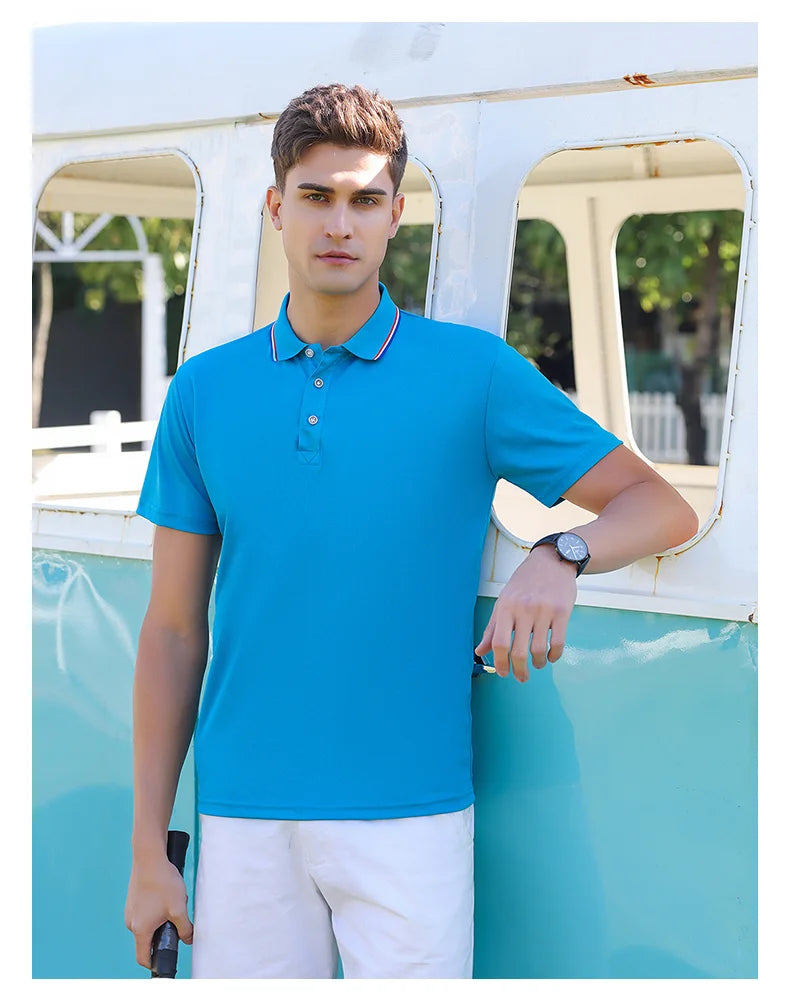 New Summer Men's and Women's Casual Collar T-shirt Breathable Short Sleeved Polo Shirt -