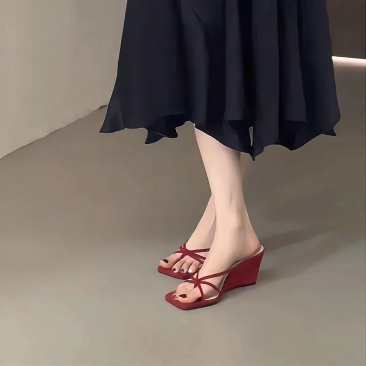 Women's retro bow wedge heeled luxury sandals -