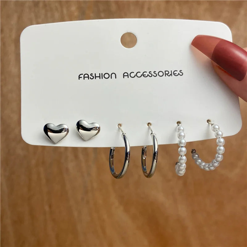 Trendy Vintage Gold Color Earrings Set -