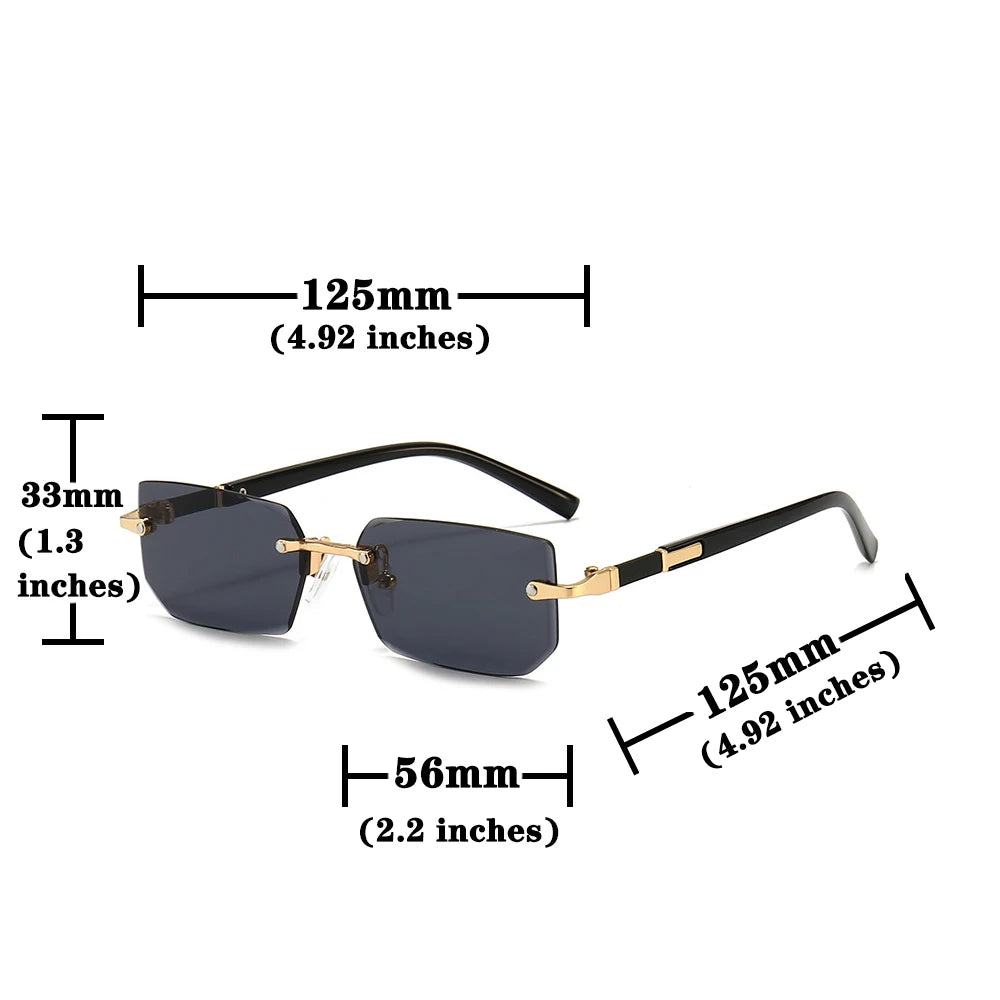 Rimless Sunglasses Rectangle Fashion Popular Women Men Shades Small Square Sun Glasses For Female Male Summer Traveling Oculos -