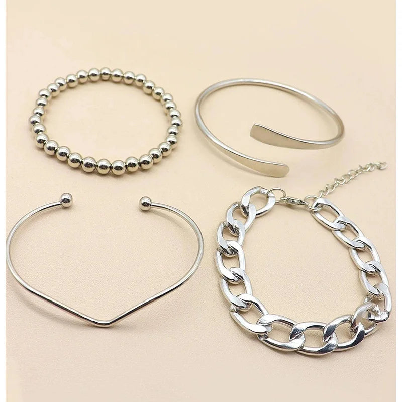 4pcs Cuban Chain Bracelets -