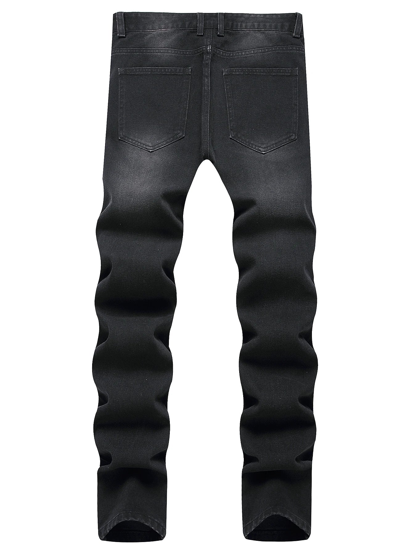 Men's Jeans Black Denim Pants Straight Leg -