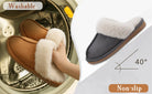 Evshine Women Plush Cotton Slippers Winter Indoor Warm Soft House Slipper Comfort Memory Foam Slides Outdoor Fur Fuzzy Flat Shoe -
